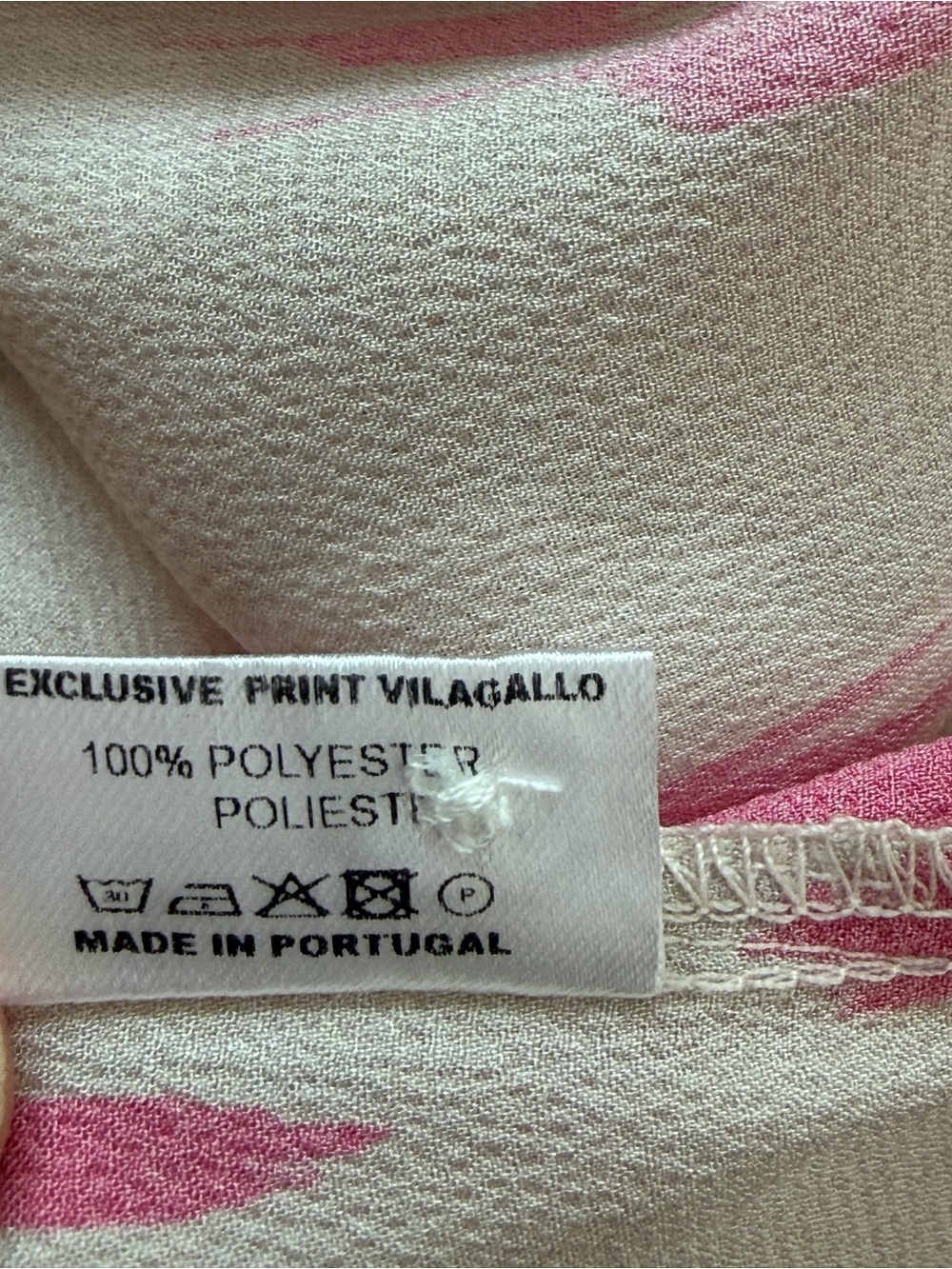 Vilagallo Rosa Fresa Ikat Print Tunic Button Down Shirt Pink Tan Size Large - Picture 10 of 11